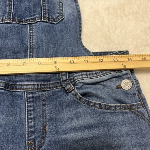 Eighty Two Womens Juniors Denim Overalls Distressed Blue Medium Wash Size 03 - Picture 8 of 12